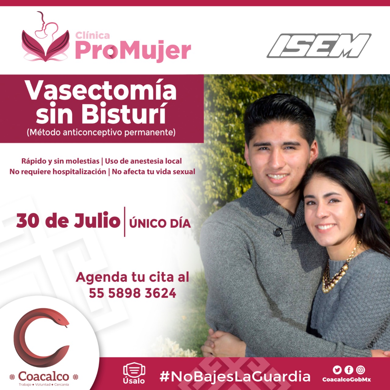 GOBIERNO DE COACALCO REALIZARÁ VASECTOMÍAS SIN BISTURÍ TOTALMENTE GRATUITAS