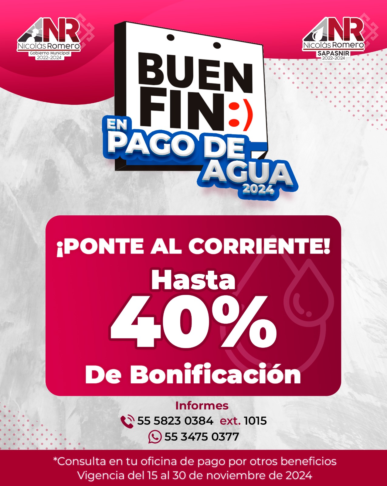COORDINACIÓN DE COMUNICACIÓN SOCIAL EN NICOLÁS ROMERO LLEGA EL BUEN FIN EN PAGO DE PREDIAL Y AGUA