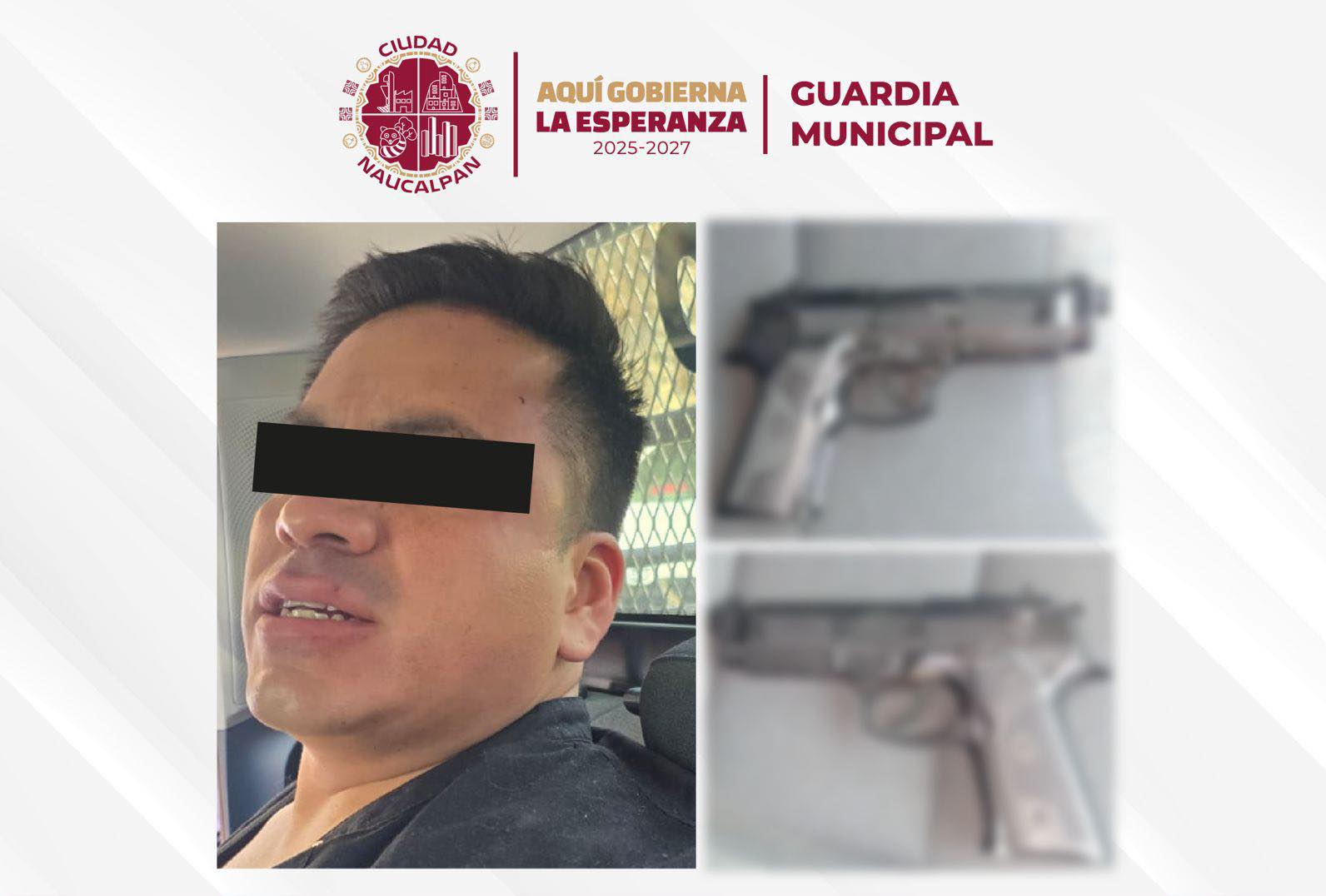 GUARDIA MUNICIPAL DE NAUCALPAN LOGRA RECUPERACIÓN DE VEHÍCULO ROBADO Y DETENCIÓN DE PROBABLE RESPONSABLE TRAS PERSECUCIÓN*