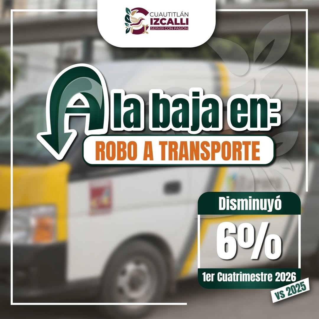 Cuautitlán Izcalli reduce 6% en robo en transporte público: Secretariado Nacional