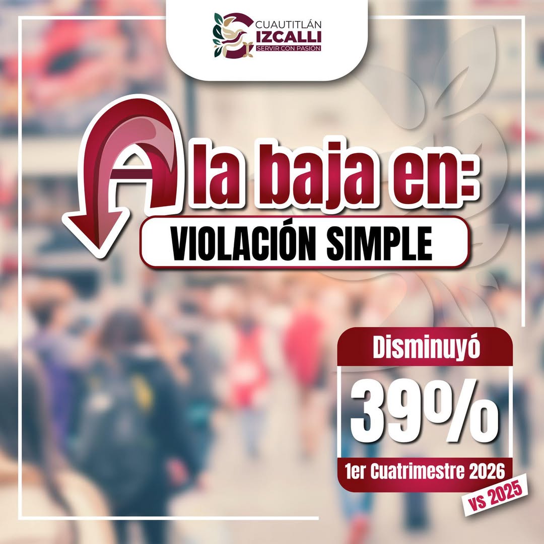 Bajan denuncias por violación simple en Cuautitlán Izcalli durante el primer cuatrimestre de 2026