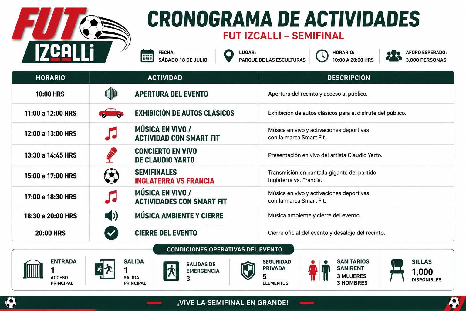 Parque de las Esculturas será sede de una jornada de 10 horas para disfrutar la semifinal del Mundial